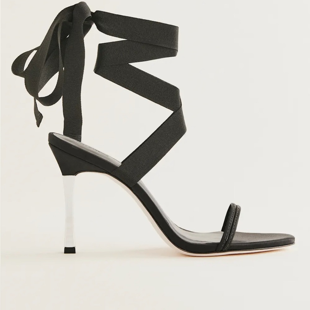 Reformation Black Ankle Wrap Heels